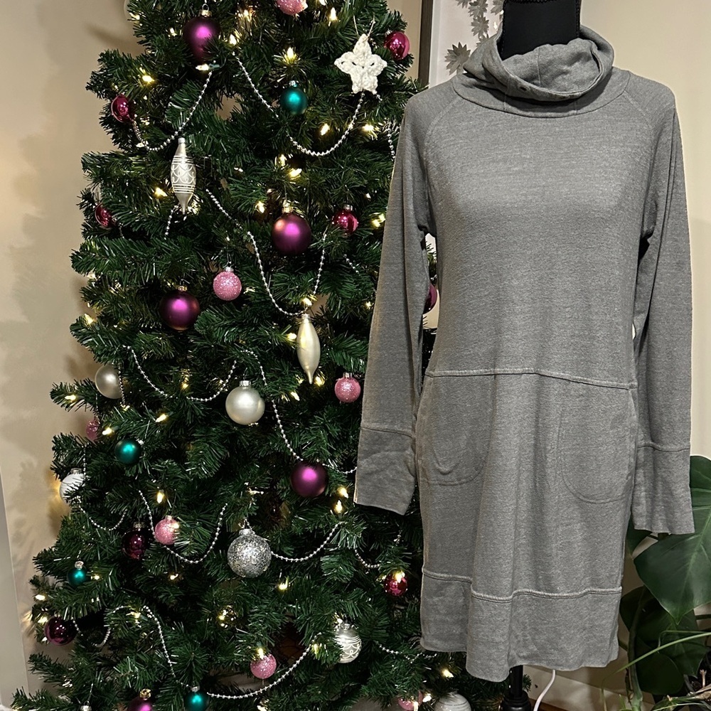 *PRANA* Heather Gray Cowl Neck Long Sleeve Dress w/ Pockets Size Medium